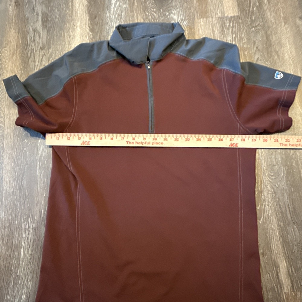 Kuhl Shadow Short Sleeve 1/4 Zip Polo Golf Shirt Men's Large Crimson & Gray - Picture 5 of 6